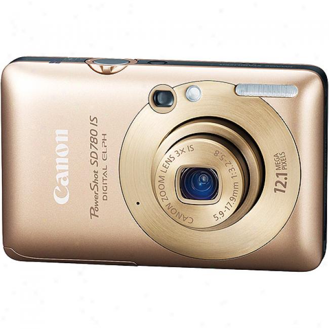 Canon Powershot Sd780-is Gold 12.1mp Digital Elph Camerz W/ 2.5