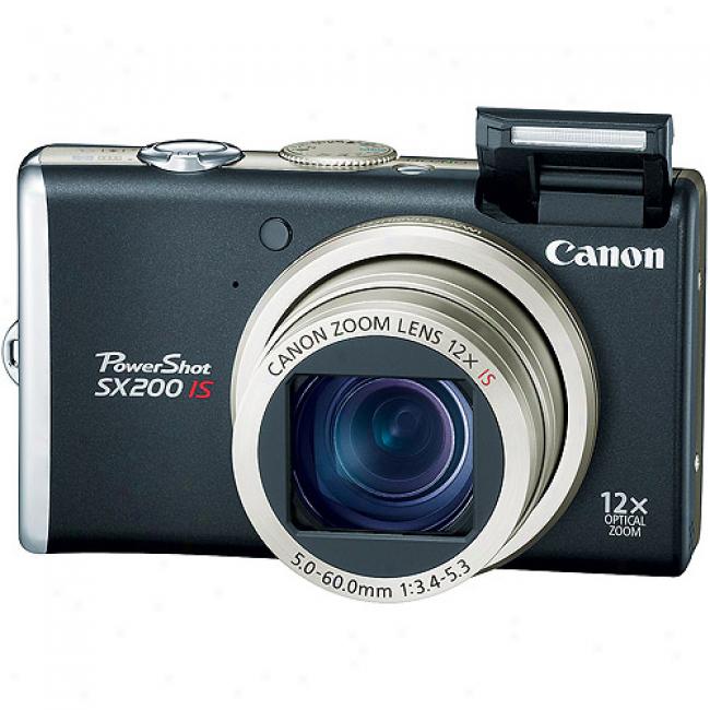 Canon Powershot Sx200-is Blzck 12.1mp Digital Camera With 3