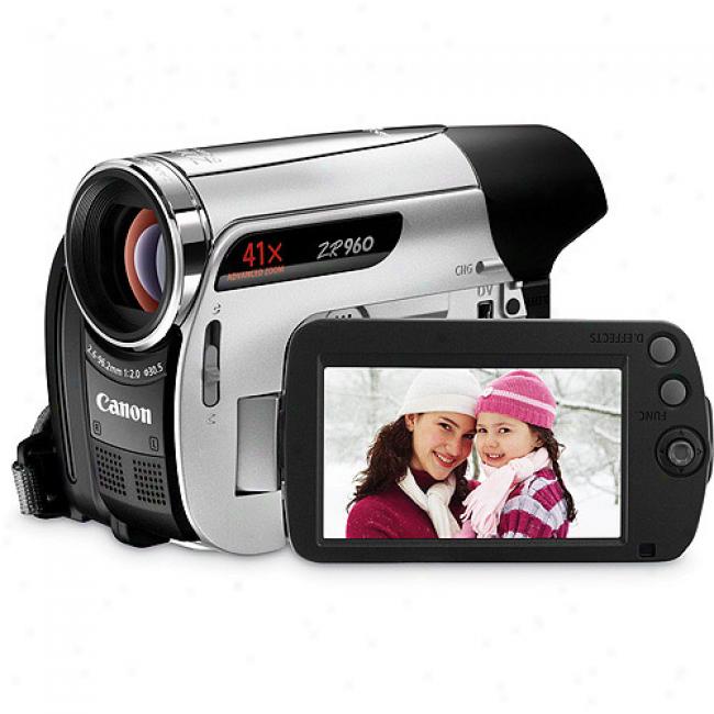 Canon Zr960 Silver Minidv Tape Camcorder With 41x Advamced Zoom