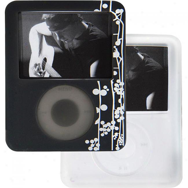 Case Logic Dark Gray With Vine Pattern And Clear Silicone Case Duo Pack For Ipod Nano 3g, Ins-1 Dark Gray