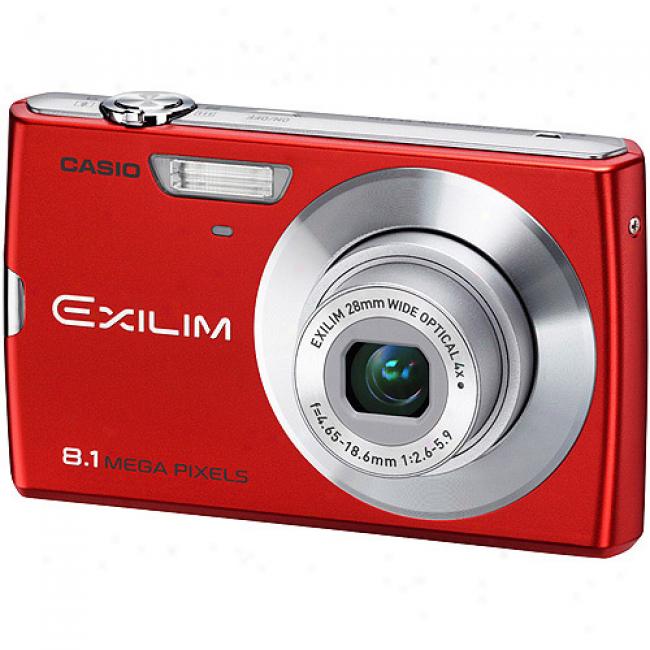 Casio Exilim Ex-z150 Red 8 Mp Digital Camera, 4x Optixal Zoom & 3