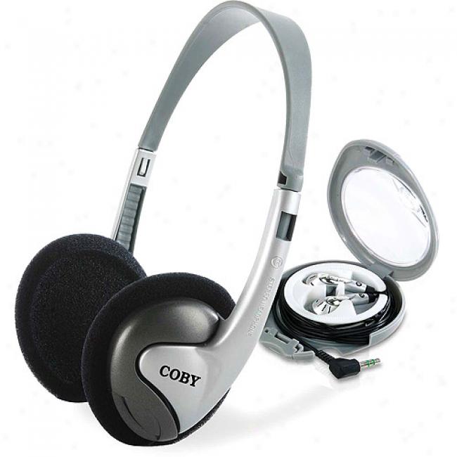 Coby 2-in-1 Combo Lightweight Stereo Headphones & Earphones