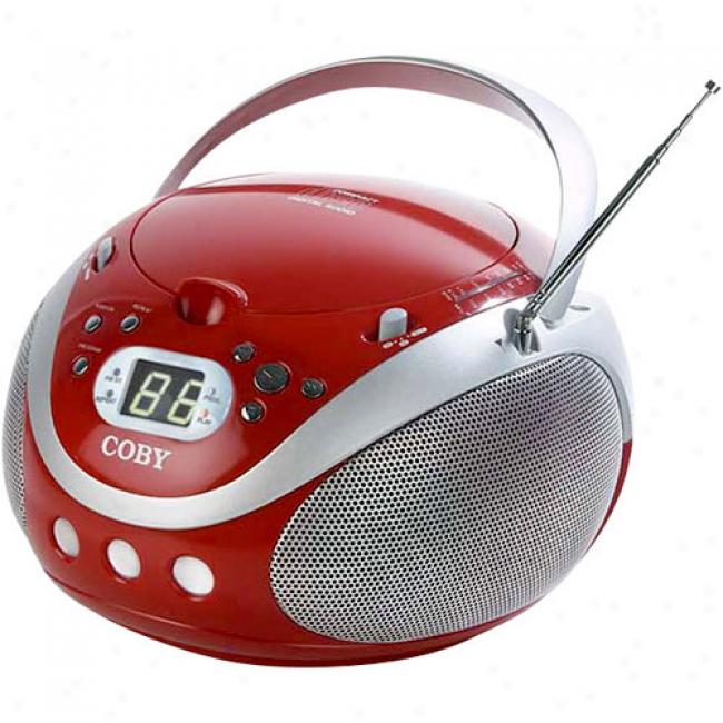 Coby Portable Cd Player With Am/fm Tuner, Red