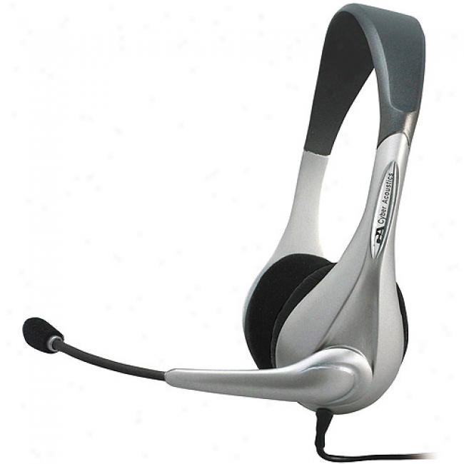 Cyber Acoustics Computer Stereo Silver Headset & Microphone