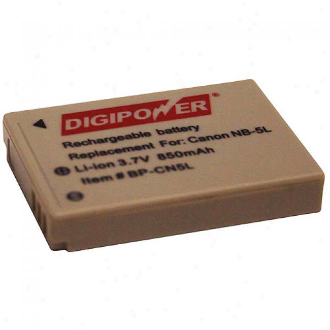 Digipower Bp-cn5l Replacement Li-ion Battery For Canon Nb-5l, Compatible With Canon Models Sd700-is, Sd850, Sd790, Sd800, Sd870, Sd890, Sd900 ,Sd950