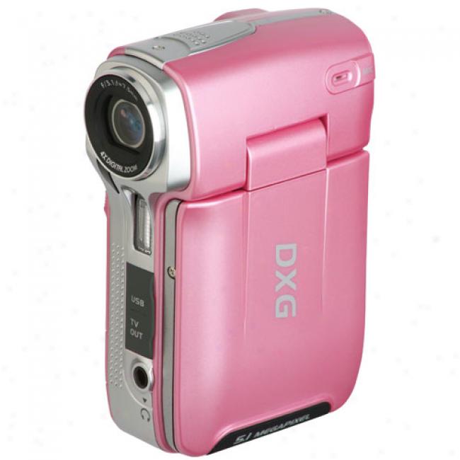Dxg 565v Pink Flash Memory Digital Camcorder, 5.1 Mp, Sd Memory Card Slot