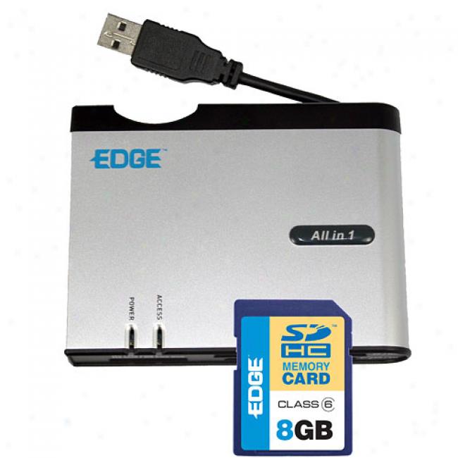 Edge 8 Gb Sdhh Card And All-in-one Card Reader Attending Xd And Sdhc Support
