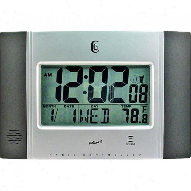 Elgin Silver Wall Clock W/ Radio Control