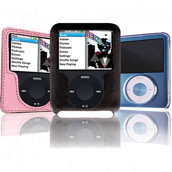 Ematic 3-case Pack For Ipod Nano 3g, Piink/black/clear