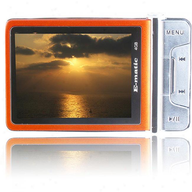 Ematic 4gb Video Mp3 Player 2.4-in. W/camera And Video Recorder, Mdtallic Orange