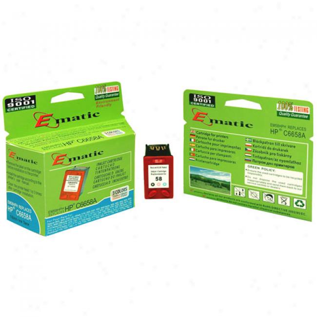 Ematic Inkjet Cartridge, Compatibble With Hp 58 Tri-color Photo (hp C6658a)