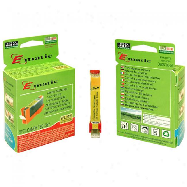 Ematic Inkjet Cartridge Replaces Canon Bci-3e Yellow