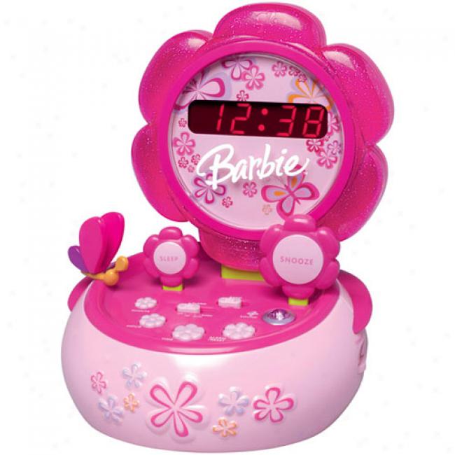 Emerson Barbie Hour Garden Talking Alarm Clock Radio With Night Light