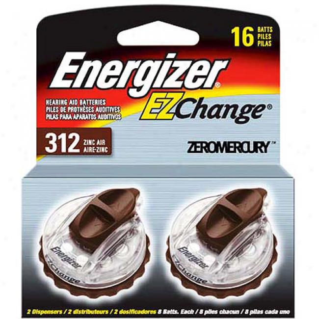 Energizer Type 312 Zinc Air 1.4-volt Hearing Aid Batteries, Two 8-packs