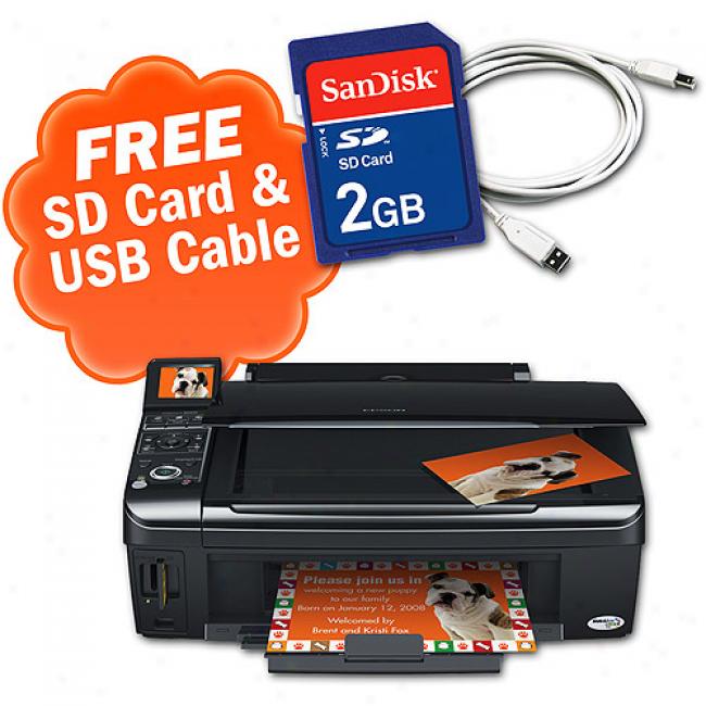 Epson Nx400 All In One Printer;sandisk 2gb Sd Memory Card And A Cableq To Go 10ft Usb Cable