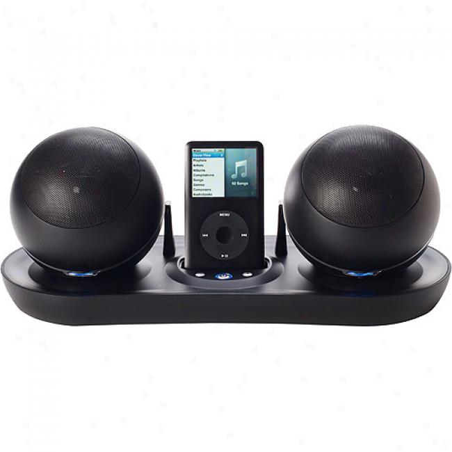 Excalibur 157bk Soundmaster Satellite Wireless Speakers With Universal Dock For Ipod