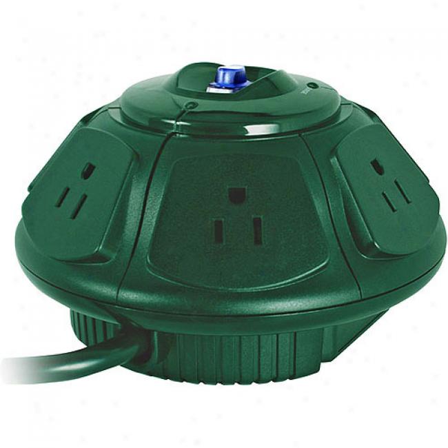 Ezgear Ezspace Ufo 6-outlet Surge Protector - Holiday Green