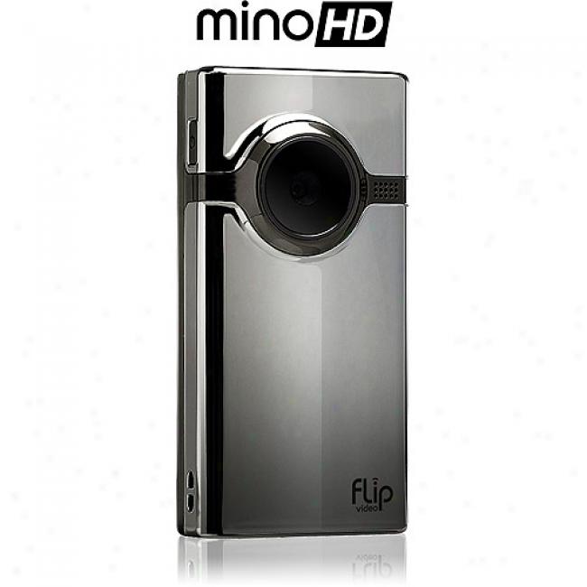 Flip Video Minohd F460 Chrome Camcorder, 1 Hour Of High Def Recording Time, 1.5