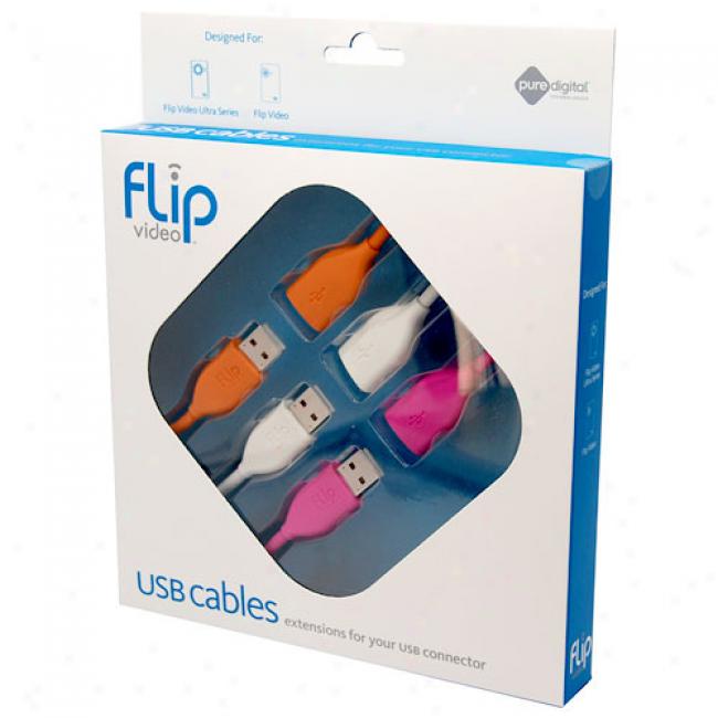 Flip Video Usb Expansion Cables For Flip Video Camcorders, 3-pack
