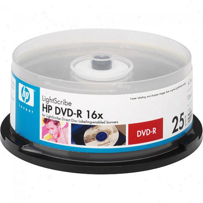 Hp 16x Write-once Dvr-r With Liggtscribe Technology - 25 Pack, Cake Box