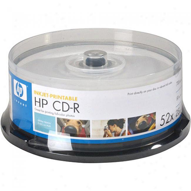 Hp 52x W5ite-once Cd-r Spindle With Ink Jet Printable Surface - 25 Disc Spindle