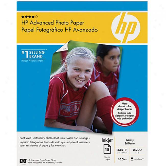 Hp Advanced Glossy Photo Paper, 15 Sheet/letter/8.5