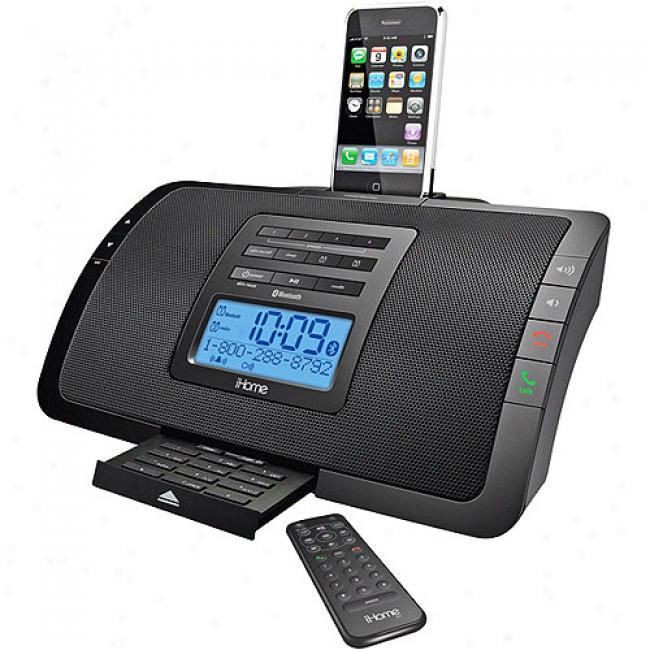Ihome Bluetooth Clock Radio/speakerphone For Iphone & Ipod