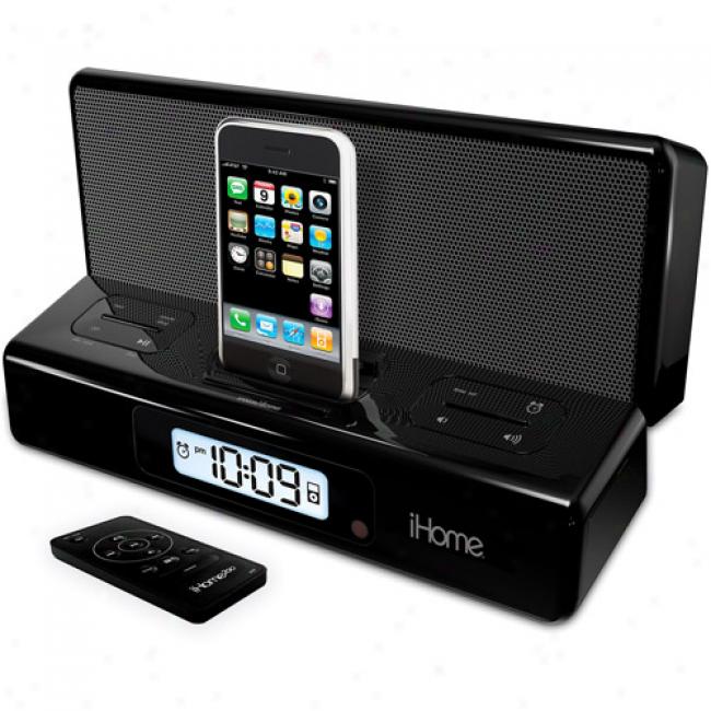 Ihome Clock Radio With Audio System For Ipod/iphone, Black