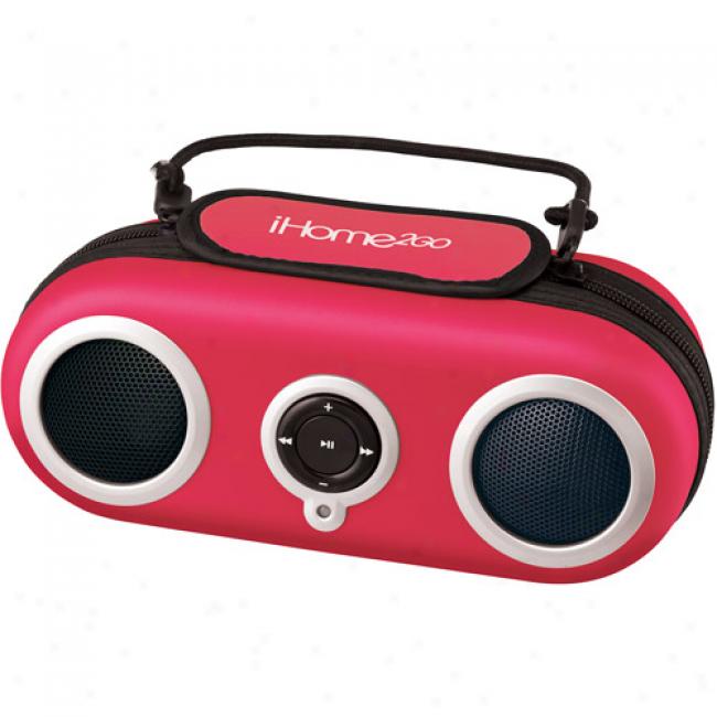 Ihome Portable Stereo Speakers & Sport Case For Ipod - Red