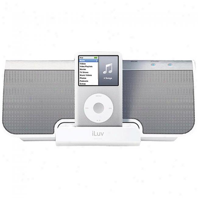 Iluv Stereo Speakers With Ipod Dock, White