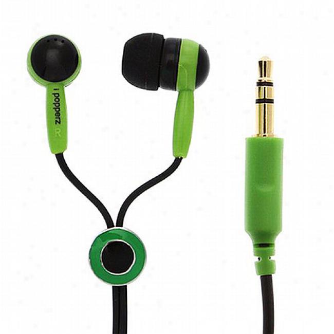 Ipopperz Black/green/black Earbud Headphones