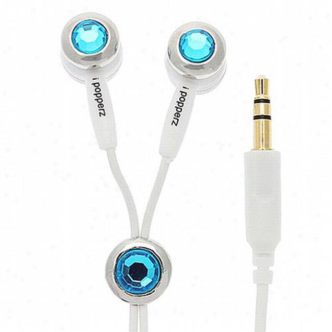 Ipppperz Blue Crystalline Jewels Earbud Headphones