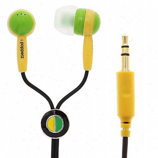 Ipopperz Green/yellow/black Earbud Headphones