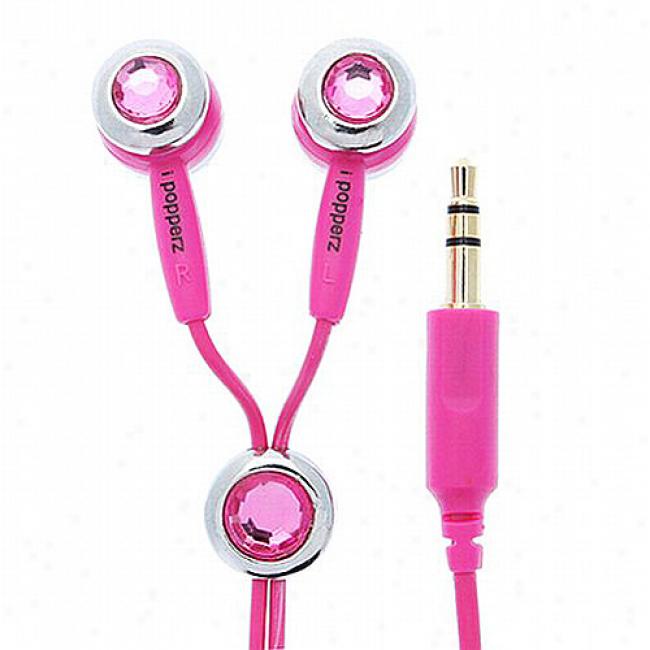 Ipopperz Rose Crystalline Jewels Earbud Headphones