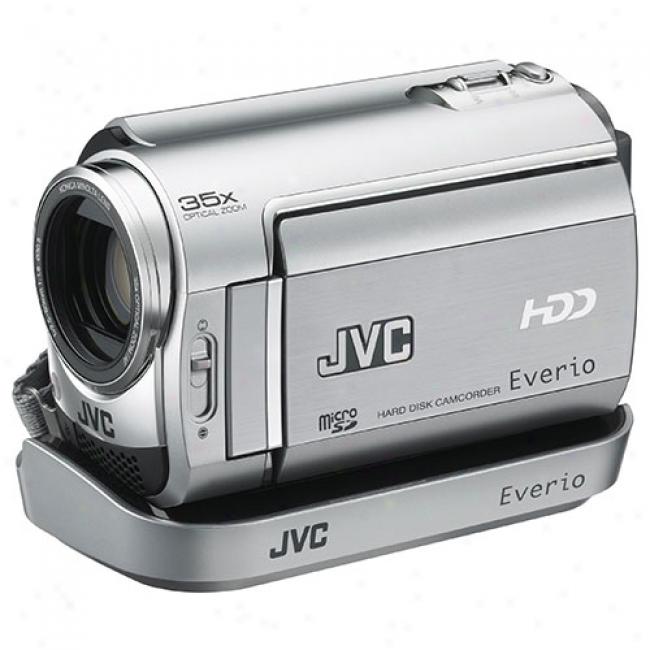 Jvc Everio Gz-mg335 Silver Hdd Camcorder, 35x Optical Zoom, 30gb Hard Drive, Includes Dock