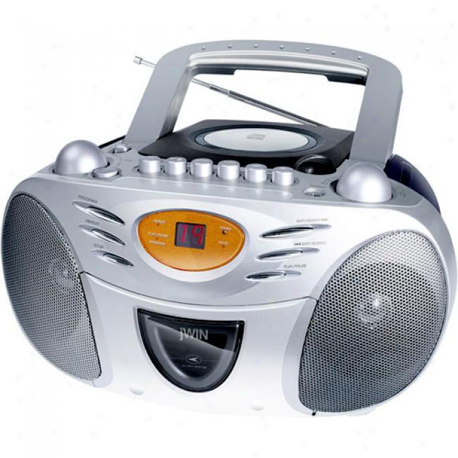 Jwin Portable Am/fm Cd Boombox With Cassette Player/recorder