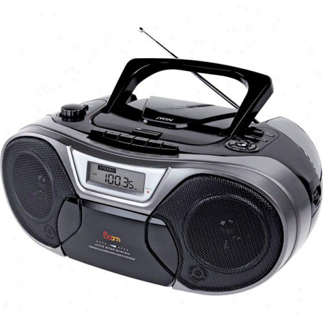 Jwin Portable Mp3 Cd/cd Boombox With Cassette And Am/fm Radio