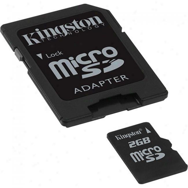 Kingston 2gb Microsd Card W/ Full-size Sd Adapter For Your Digital Camera, Mobile Phone, Gps Device, Or Camcorder