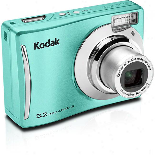 Kodak Easyshare C140 Aqua 8 Mp Digital Camera Bundle Includes (2) Aa Rechargeable Batteries + Charger, Neoprene Camera Bag, Kodak Picture Movie Dvd Coupon (up To $14.97 Value)