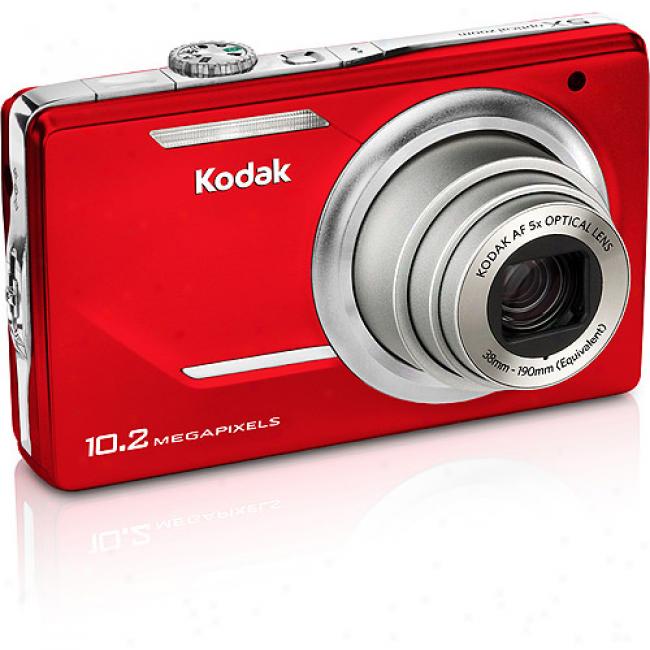 Kodak Easyshare M380 Red 10.2mp Digital Camera With 5x Optical Zoom, 3