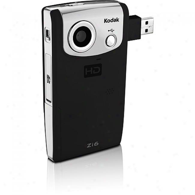 Kodak Zi6 Black ~ Flash Digital High-def Camcorder W/ Bonus Video Bag, Extra Rechargeable Batyeries, Tripod And Lcd Cleaning Kit