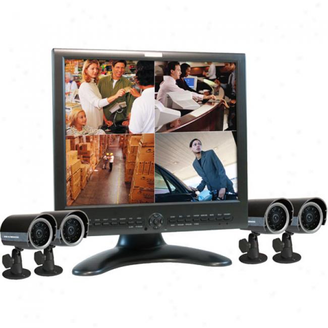 Lorex 8-channel Surveillance System W/ 4 Color Cameras & 17