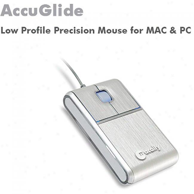 Macally Accuglide Low-profipe Aluminum Precision Mouse For Mac Or Pc