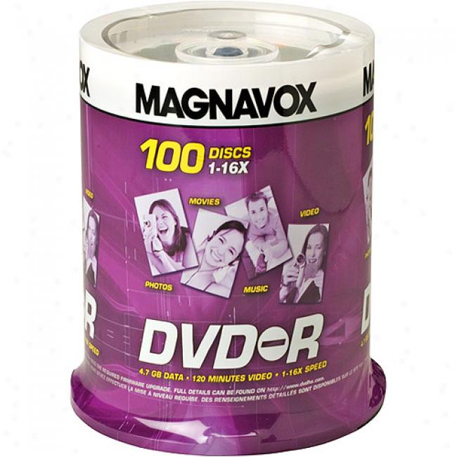 Magnavox 16x Write-one Dvd-r - 100 Disc Spindle