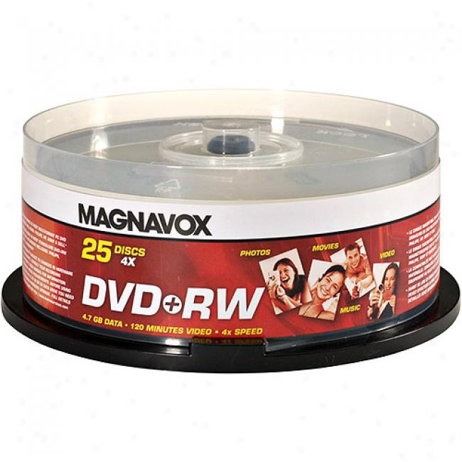 Magnavox 4x Rewritable Dvd+rw Spindle - 25 Disc Spindle