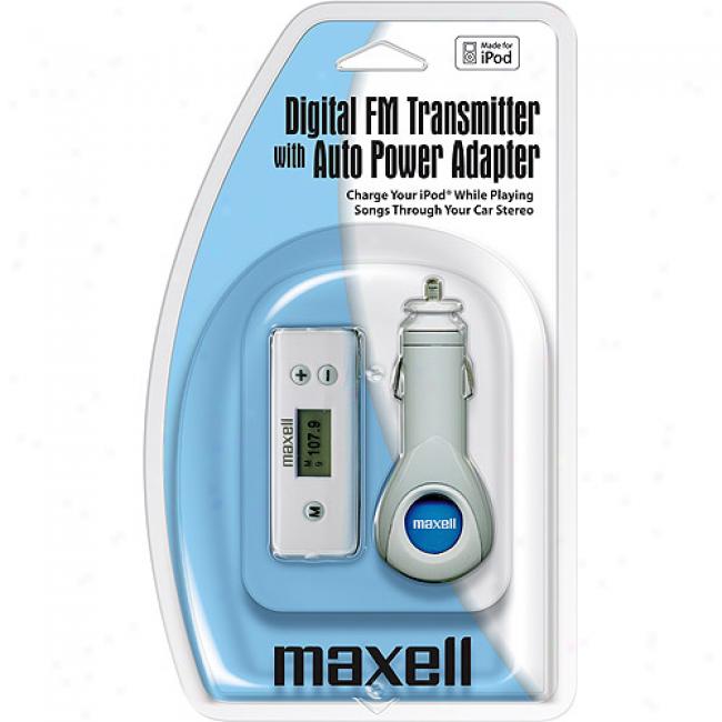 Maxell Digital Fm Transmitter/charger W/ Auto Power Adapter For Ipod