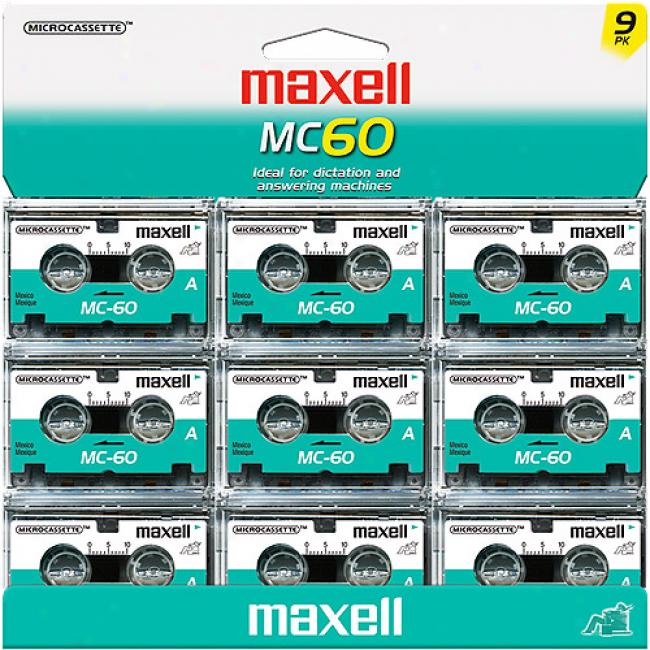 Maxell Mc60 60-minute Microcassette Tapes, 9-pack