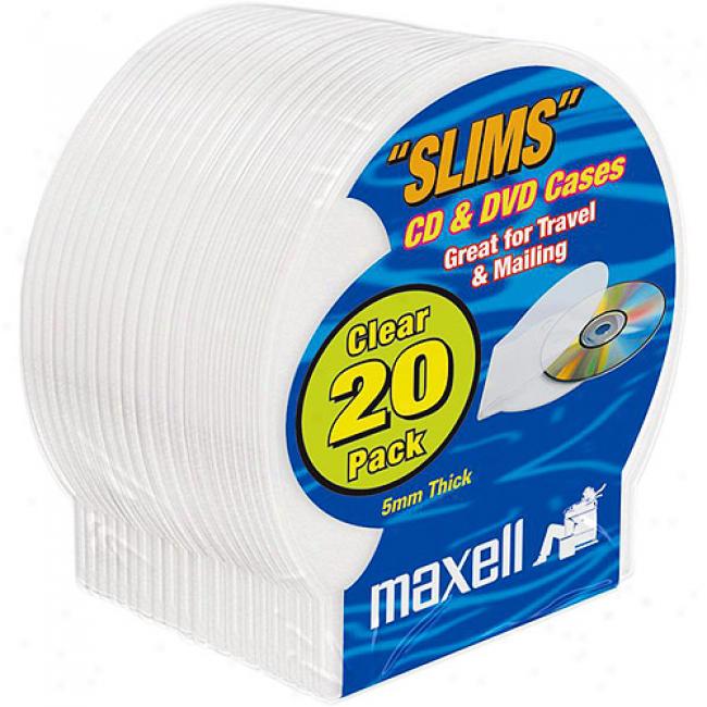 Maxell Slim Cd/dvd Clamshells - 20 Pack, Translucent
