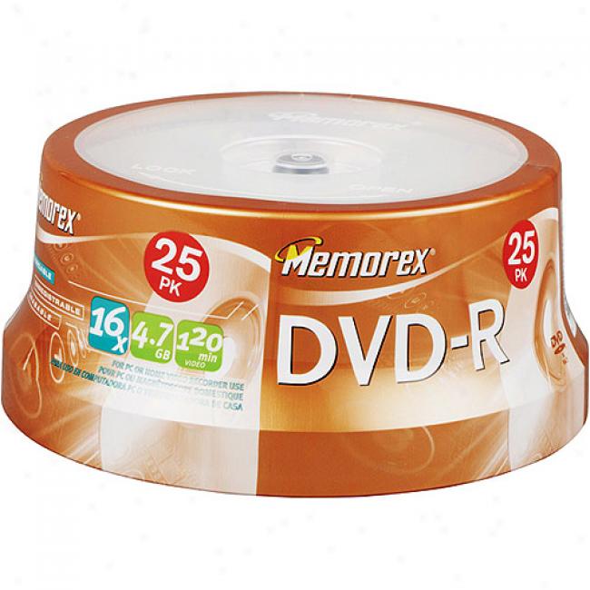 Memorex 16x Write-once Dvd-r Spindle - 25 Disc Spindle