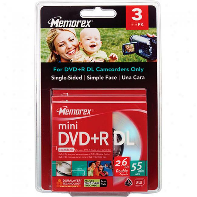 Memorex 2.4x Write-once Mini Dvd+r Blister Pack - 3 Pack